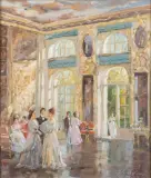 Vermoedelijk Victor Alexandrovich Kashin, Het paviljoen, oil on canvas
