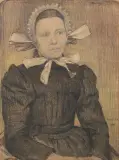 Hendrik Jan Wolter, portret van een vrouw in Amersfoortse streekdracht, 1909, pastel chalk on paper