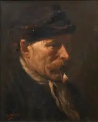 Ids Wiersma, portret van een man met pijp, 1912, oil on canvas