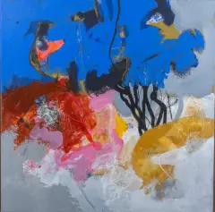 Henk van Vessem, kleurrijke compositie, 2019, oil on canvas