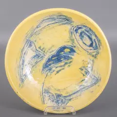 Piet Warffemius, Untitled, 1987, yellow-blue earthenware bowl