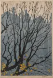Dick van Luijn, Regen in November – Oude Gracht richting Klaaskerk, woodcut