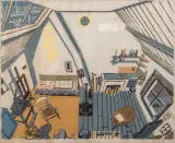 Toon Wegner, studio, linocut 59/60