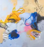 Henk van Vessem, kleurrijke compositie, oil on canvas