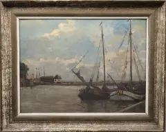 George Marinus Tamson, aangemeerde boten in een haven
