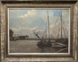 George Marinus Tamson, aangemeerde boten in een haven
