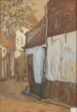Johan Willem Kiesewetter, straatje, pastel