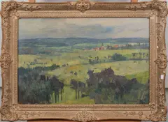 Duits landschap by Jan Goedhart, oil on artist's cardboard, sold Jul 2026