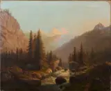 Mogelijk Jacobus H. J. Nooteboom, twee vrouwen in berglandschap, oil on canvas