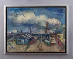 Bart Jonkers, industrieterrein bij Hoograven, oil on board