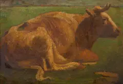Henry Van Ingen, rustende koe, oil on artist's cardboard