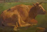 Henry Van Ingen, rustende koe, oil on artist's cardboard