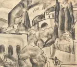Leo Gestel, Positano, charcoal study on paper