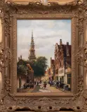 Jan den Otter, De Noordermarkt te Haarlem met in het verschiet de Walenkerk, oil on canvas