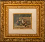 Wilhelmus Raaphorst, kippen met kuikens, oil on panel