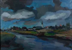 Nico Rypkema, Landschap aan de Lek, oil on canvas