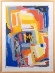 Emilie Braive, abstracte kleurencompositie, gouache on paper