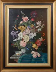 Rudolf Hendrik Oldeman, bloemstilleven, oil on board