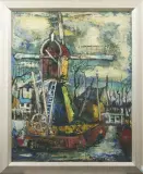 Bart Jonkers, Molen achter Zuilen, 1958, oil on canvas