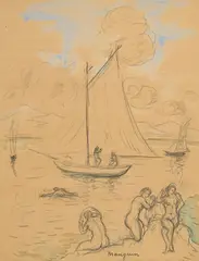 Baigneuses by Henri Manguin, 1915, mine de plomb et aquarelle sur papier, sold Mar 2024