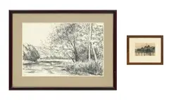 Maximilien Luce, Marais, 2 fusains sur papier