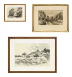 Maximilien Luce, Paysages, 3 lavis et crayon de graphite sur papier