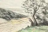 Maximilien Luce, Paysage, fusain et pastel sur papier