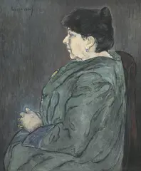Fabien Launay, La mère de l'artiste, 1926, pastel et huile sur papier marouflé sur toile