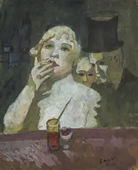 Celso Lagar Arroyo, Femme au bar, aquarelle, encre et gouache sur papier