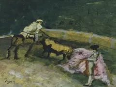 Celso Lagar Arroyo, Corrida, aquarelle, encre et gouache sur papier