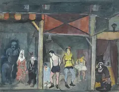 Celso Lagar Arroyo, Scène de cirque, aquarelle et gouache sur papier