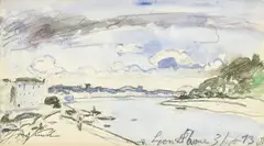 Johan Jongkind, Le Rhône à Saint-Clair, dessin recto-verso, aquarelle et crayon sur papier, crayon au verso