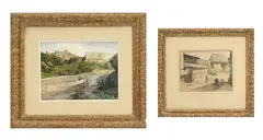 Charles Heyman, Paysage, 2 aquarelles et encre sur papier