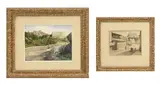 Charles Heyman, Paysage, 2 aquarelles et encre sur papier