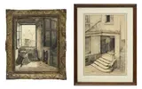 Charles Heyman, La maison du gardien du Vieil Hotel Dieu, 2 encres et lavis, crayon de graphite sur papier
