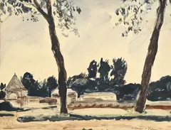 André Dunoyer de Segonzac, Paysage, aquarelle, gouache et encre sur papier