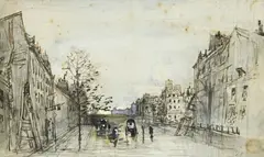 Félix Buhot, Boulevards extérieurs, encre et aquarelle sur papier