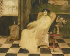 George Bottini, Femme assise dans un fauteuil, 1898, aquarelle et crayon de graphite sur papier