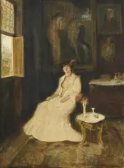 George Bottini, Femme assise dans un intérieur, 1899,aquarelle et crayon de graphite sur papier