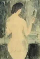 George Bottini, Femme nue de dos, 1902, aquarelle sur papier