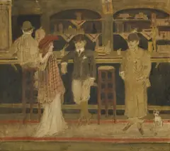 George Bottini, Scène de restaurant, 1901, aquarelle et crayon de graphite sur papier