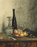 François Bonvin, Nature morte aux oranges, 1863, aquarelle et encre sur papier