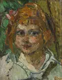 Michel Kikoine, Portrait d'une fillette, 1955, huile sur toile marouflée sur carton