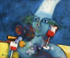 Le rêve du cuisiner by Alain de Bouvier de Cachard Raya, huile sur toile, sold Mar 2024