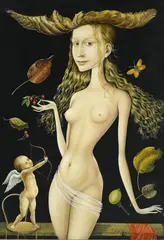 Eduard Klell, Venus und Amor, 1979, huile sur isorel