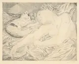 . "La femme au chat" by Tsuguharu Foujita, 2001, pointe sèche, sold Mar 2024