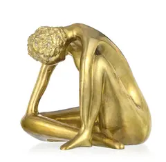 Helaine Blumenfeld, Femme accroupie, sculpture en bronze doré