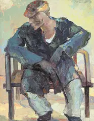 Ma Nkondo Mavinga, Portrait d'un homme, 1991, huile sur pavatex