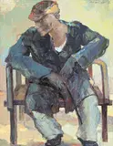 Ma Nkondo Mavinga, Portrait d'un homme, 1991, huile sur pavatex
