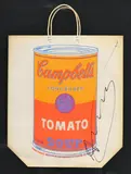 Andy Warhol, Campbell's Tomato Soup, sac en papier sérigraphié dans un encadrement